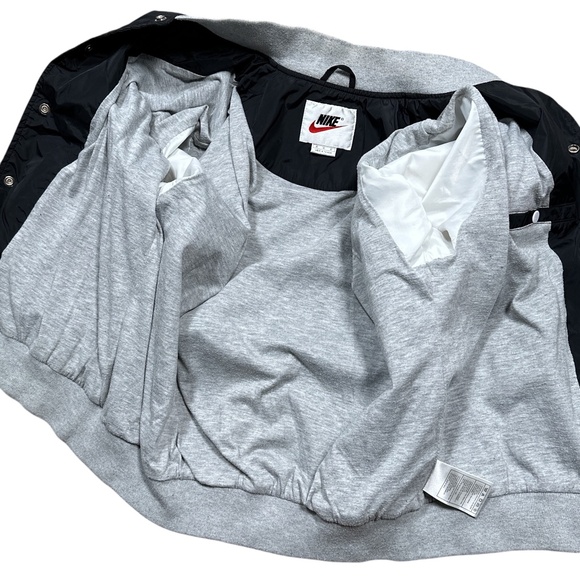 Vintage 90s Nike Black White Nylon Bomber Windbreaker Jacket Mens Medium - Picture 8 of 12